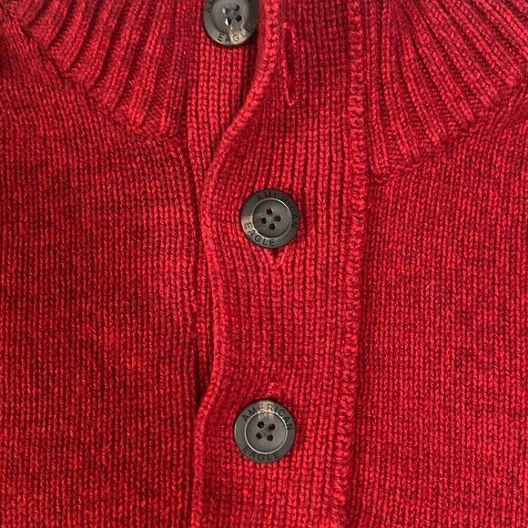 American Eagle Seriously Soft Red Black Gray Colorblock Sweater Men Size Large - Picture 7 of 12
